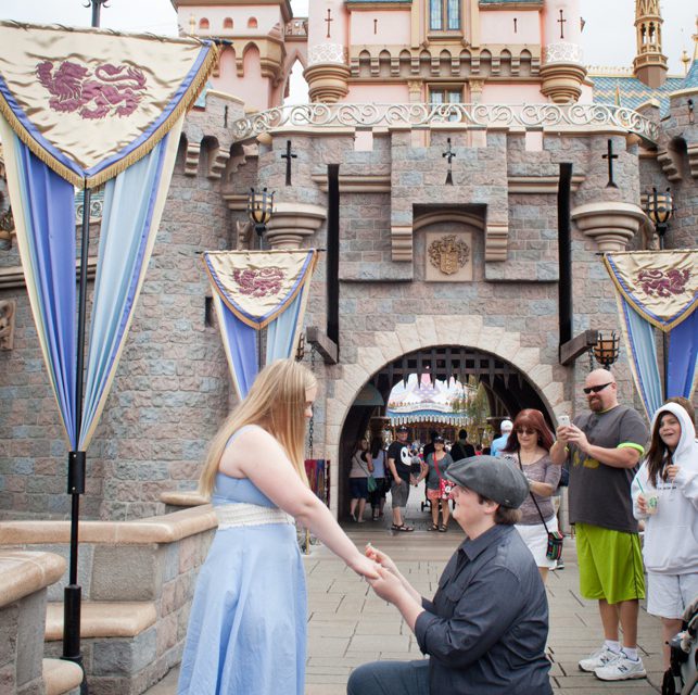 Fairytale Proposal Outside Cinderella’s Castle