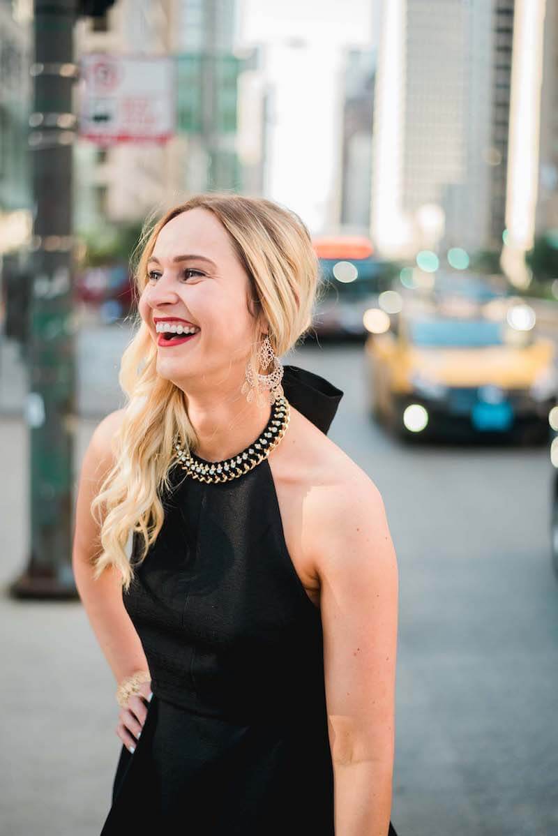 Portrait photo of the bride-to-be smiling from a bachelorette trip in Chicago, USA
