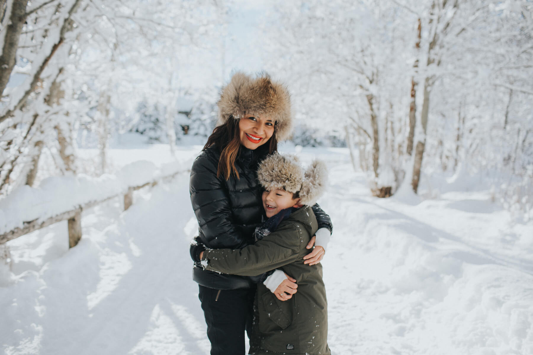Mother and son having a family vacation in Whistler, British Columbia