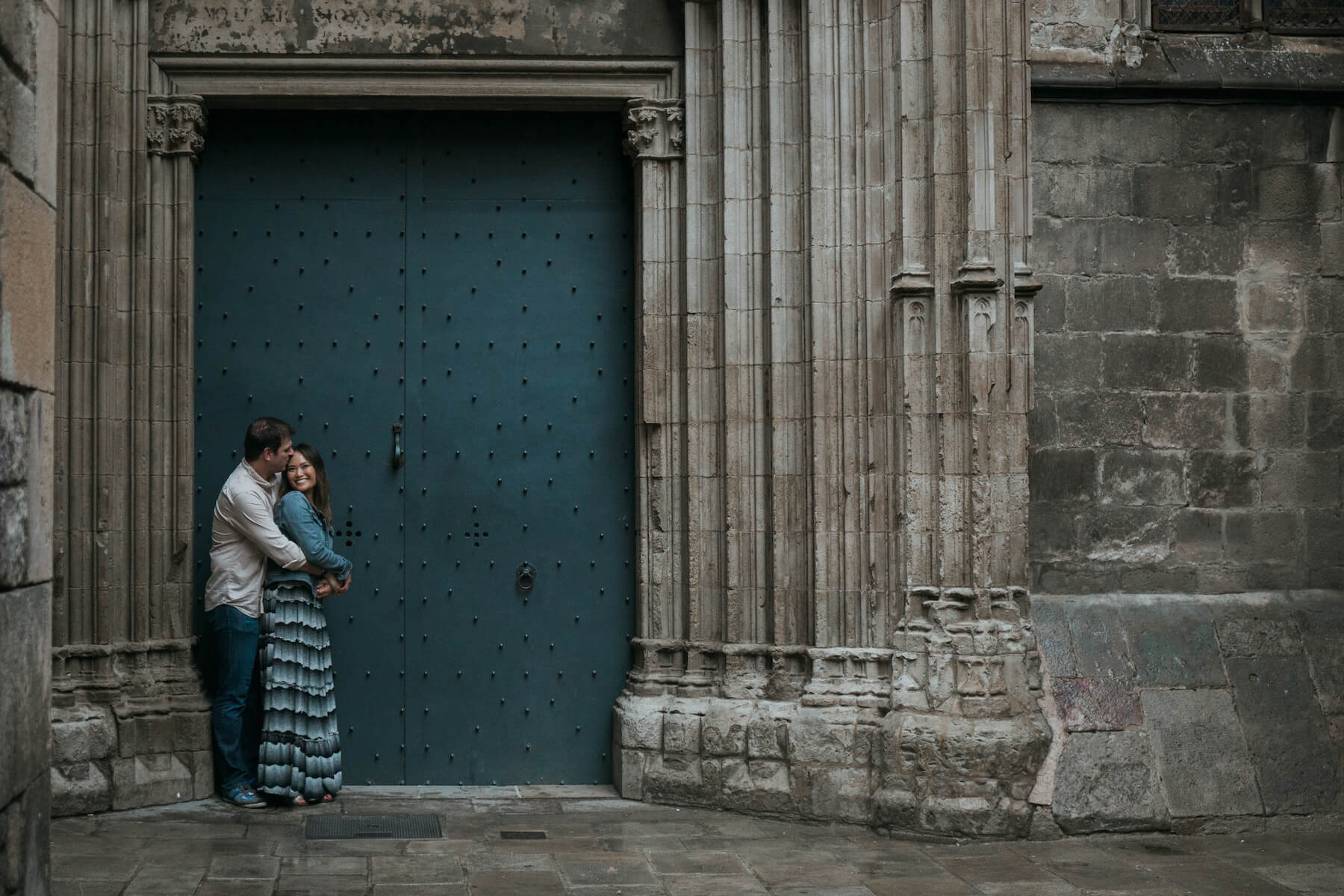 Couples trip in Gothic Quarter, Barcelona, Spain