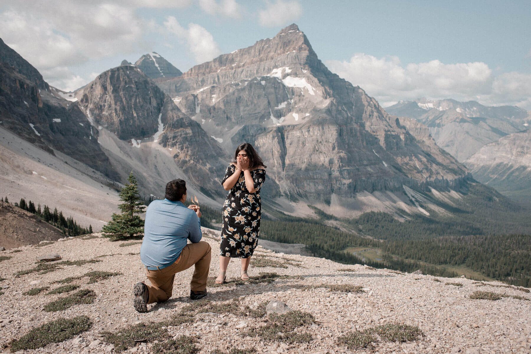 Couple proposal in Banff, Alberta, Canada