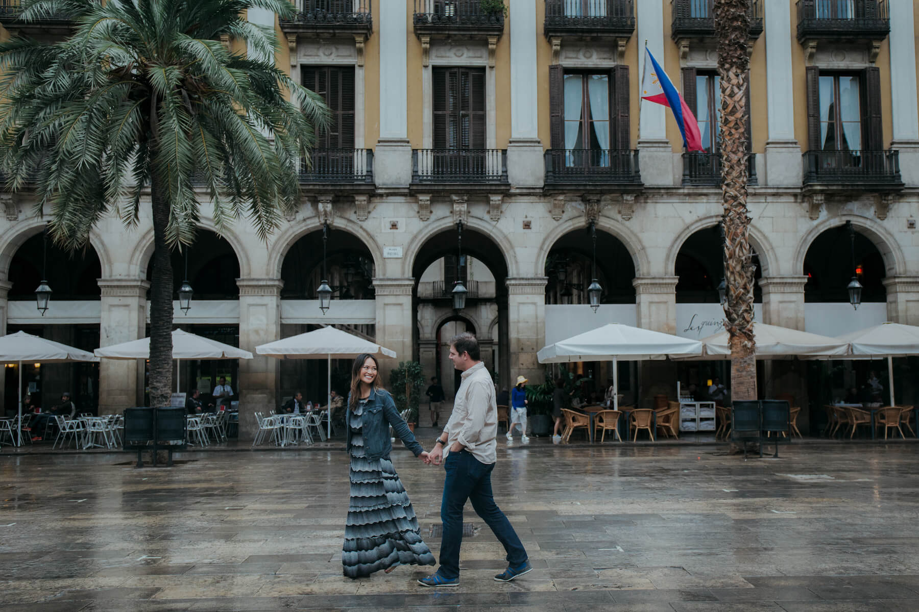 Couples trip in Gothic Quarter, Barcelona, Spain