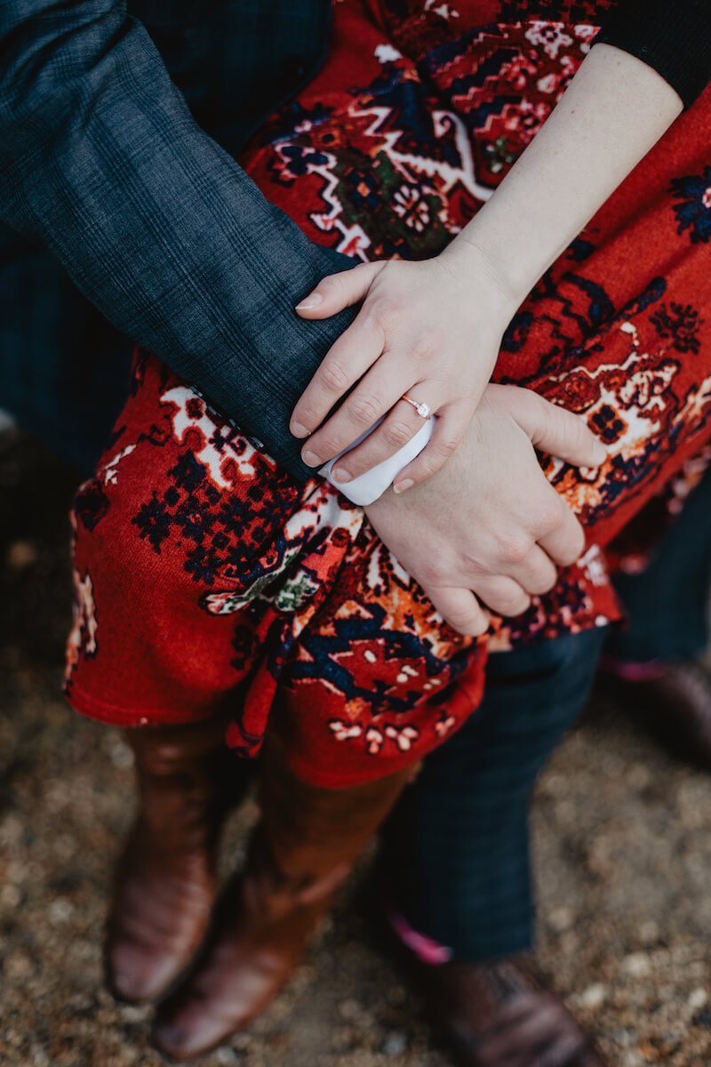 A close up of an engagement ring in Paris, France