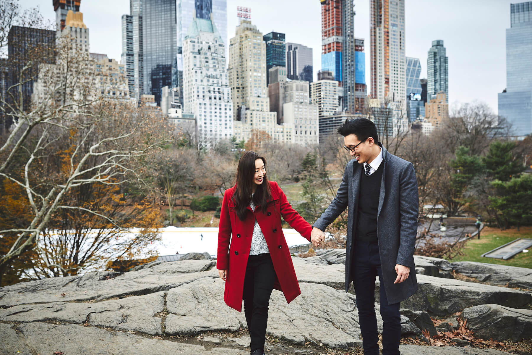 couple holding hands in New York City, New York