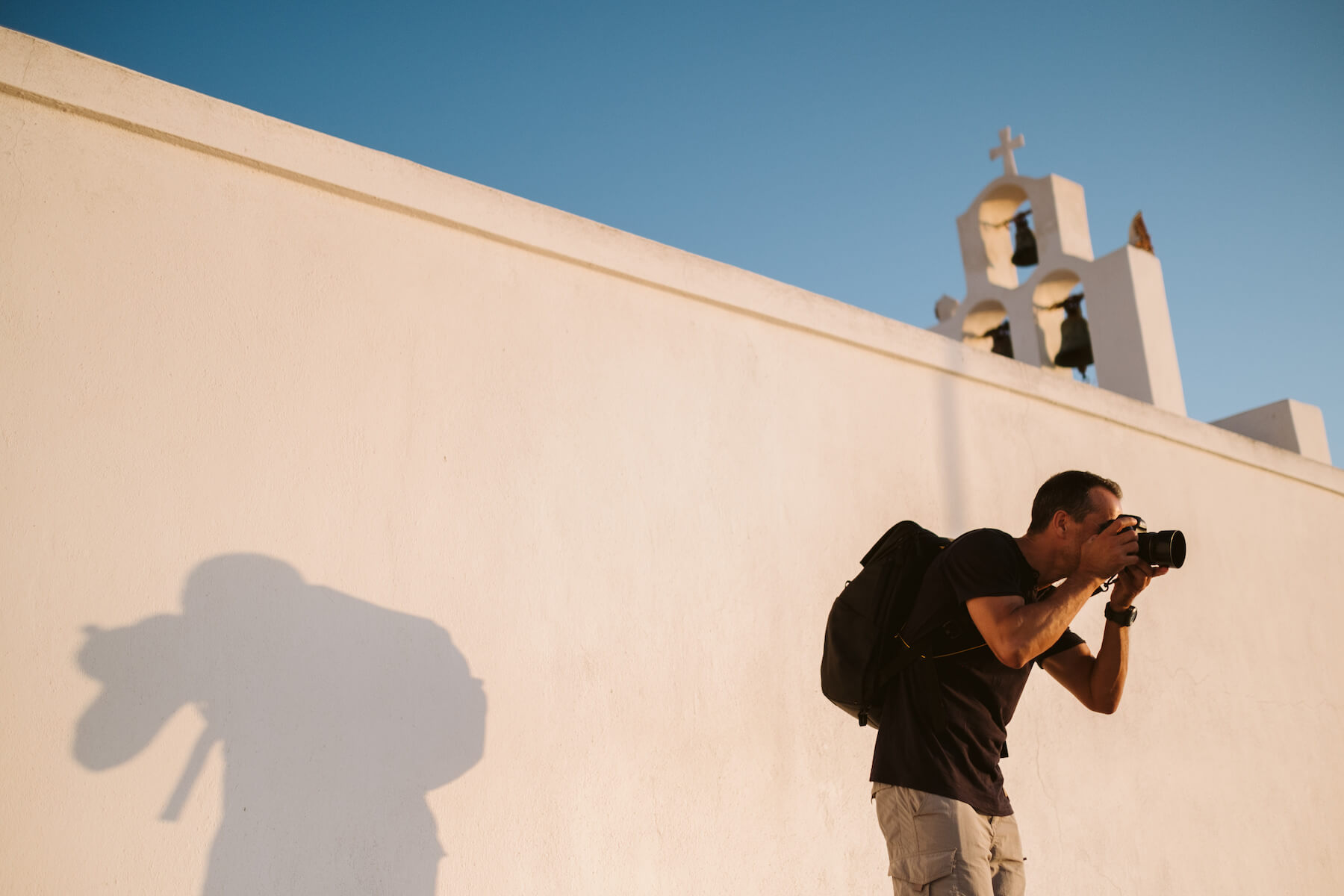 Photographer shooting in Santorini, Greece