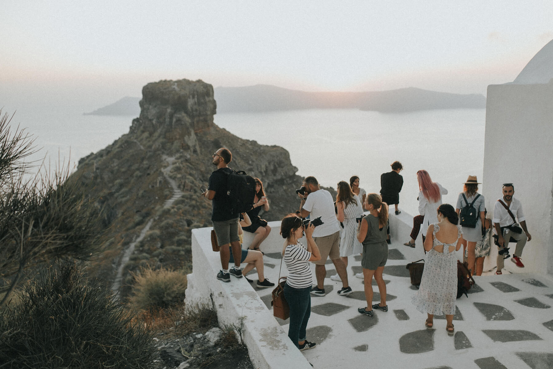 Group of photographers in Santorini, Greece