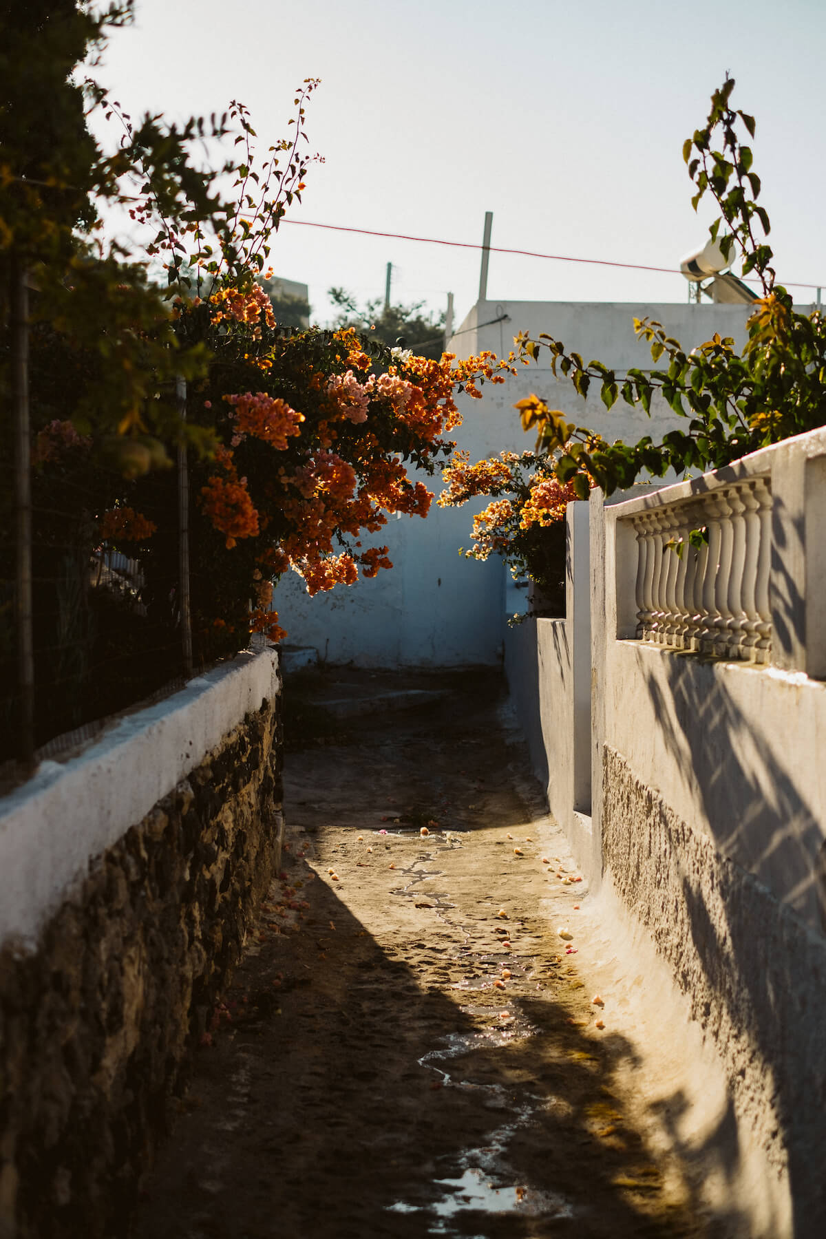 View of a village street in Santorini, Greece