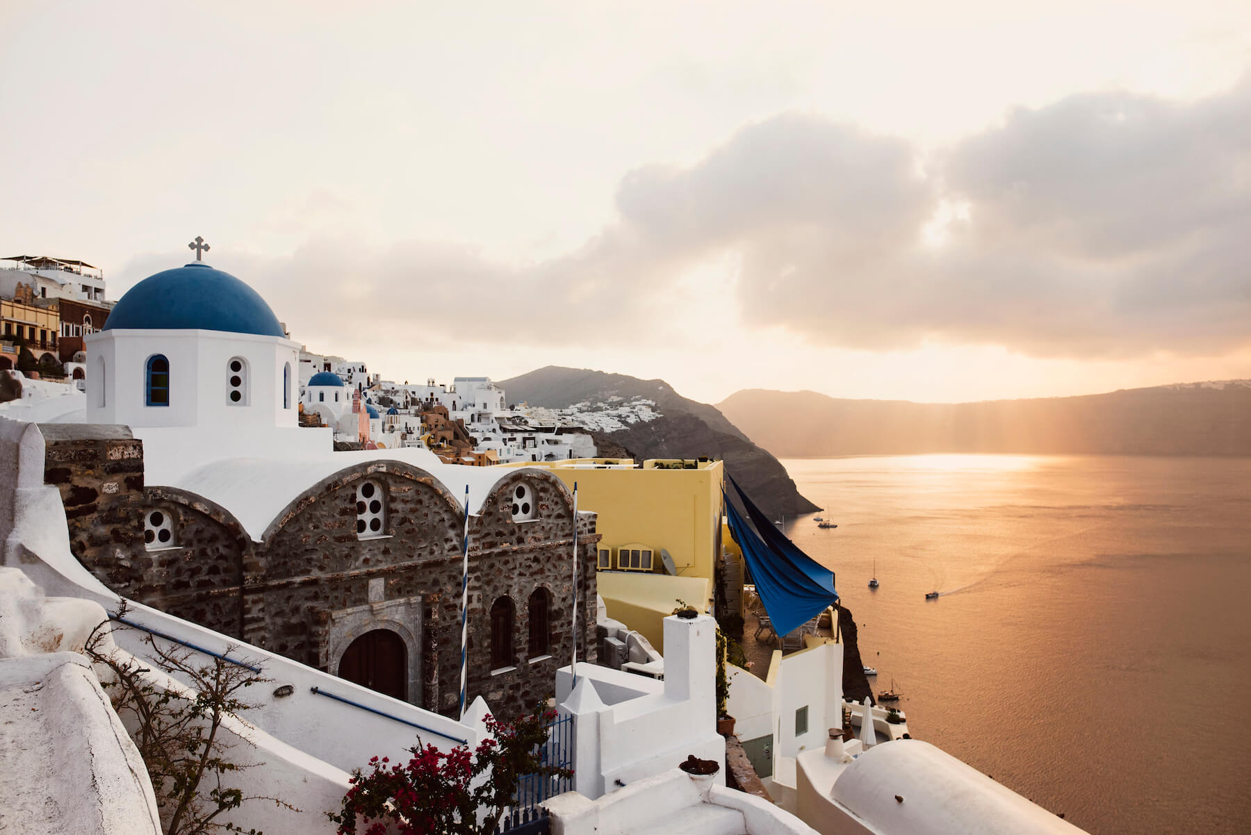 Beautiful houses on the cliffside in Santorini, Greece