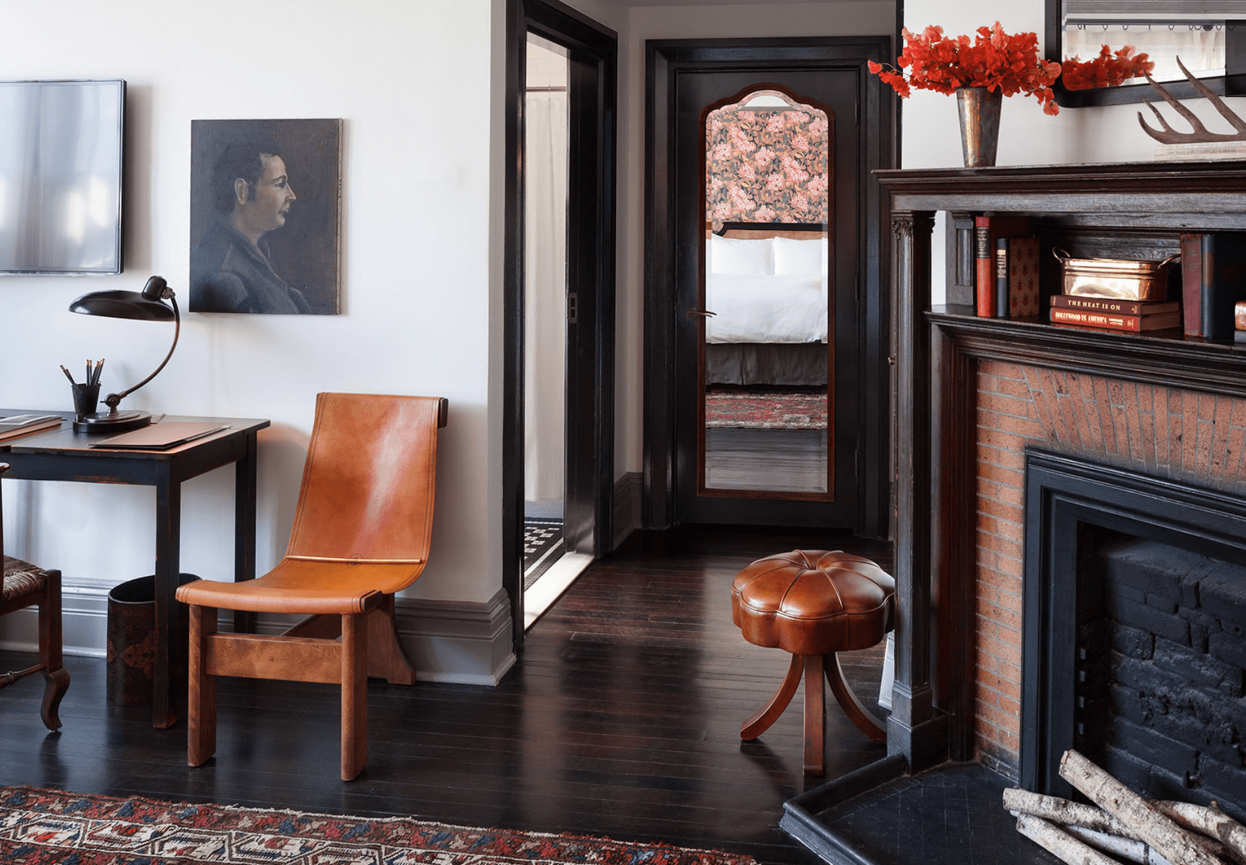 image of a room with a fireplace in The HIgh Line Hotel, in New York City