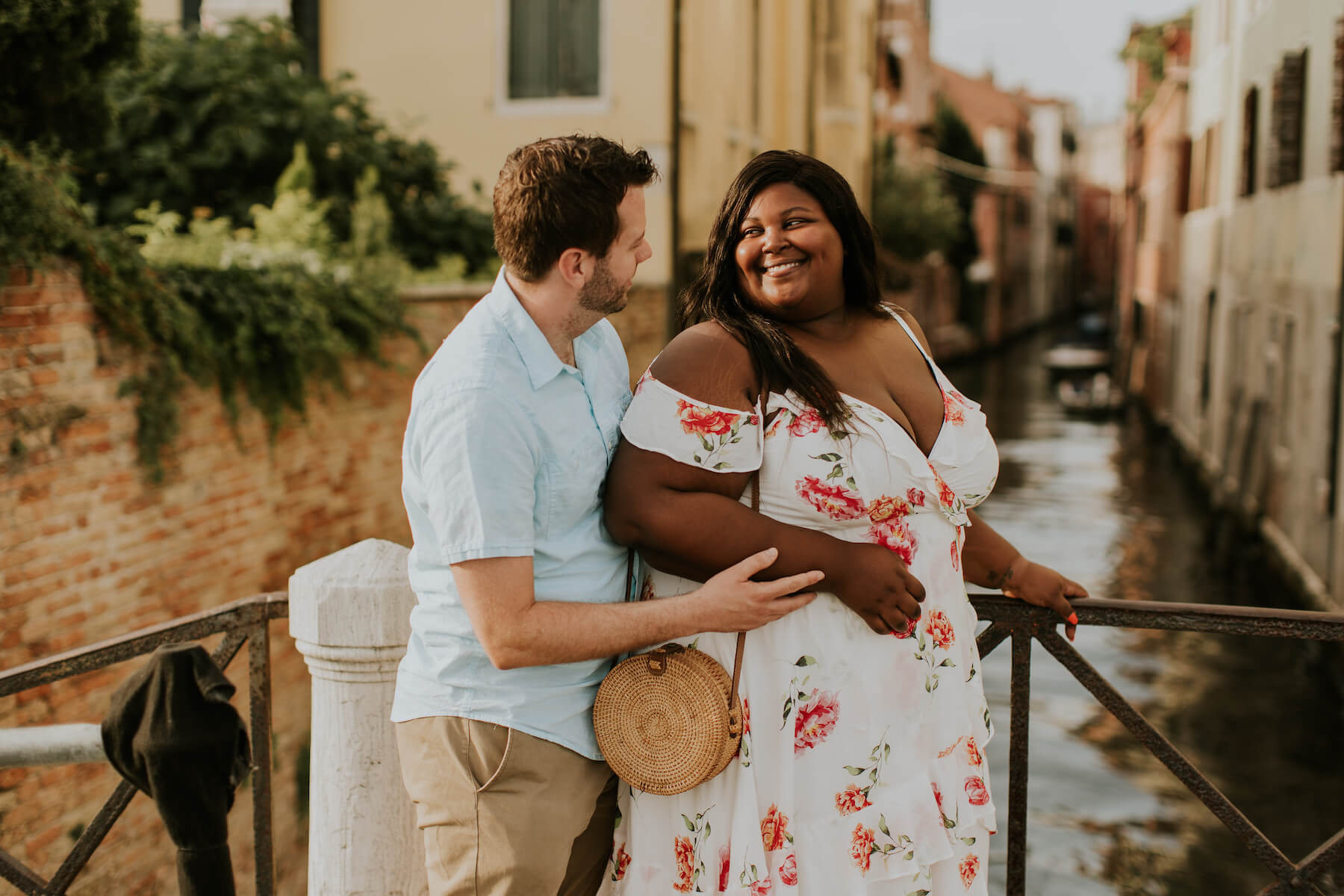 couple hugging each other in Venice, Italy