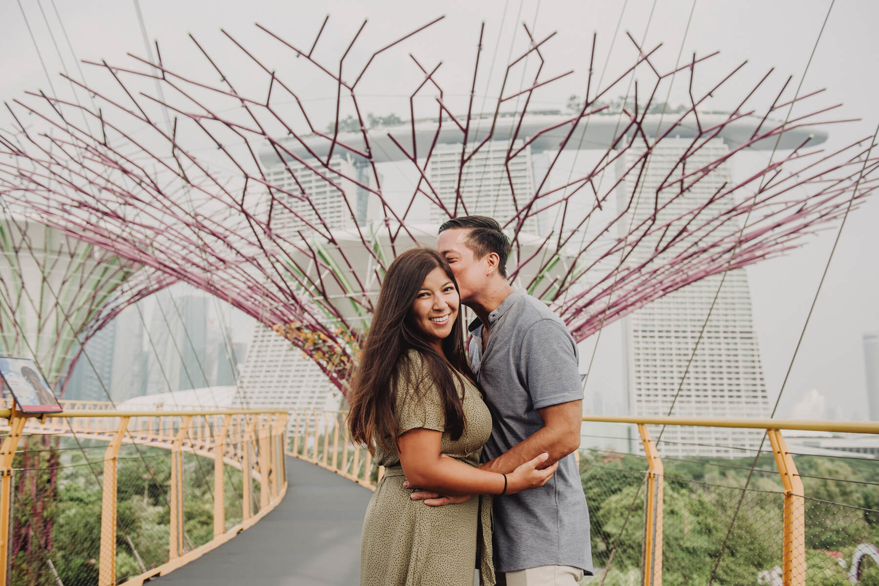 couple hugging each other in Singapore, Asia