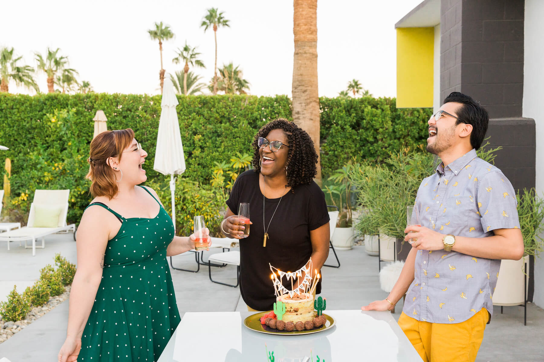 three friends having fun in Palm Springs, California