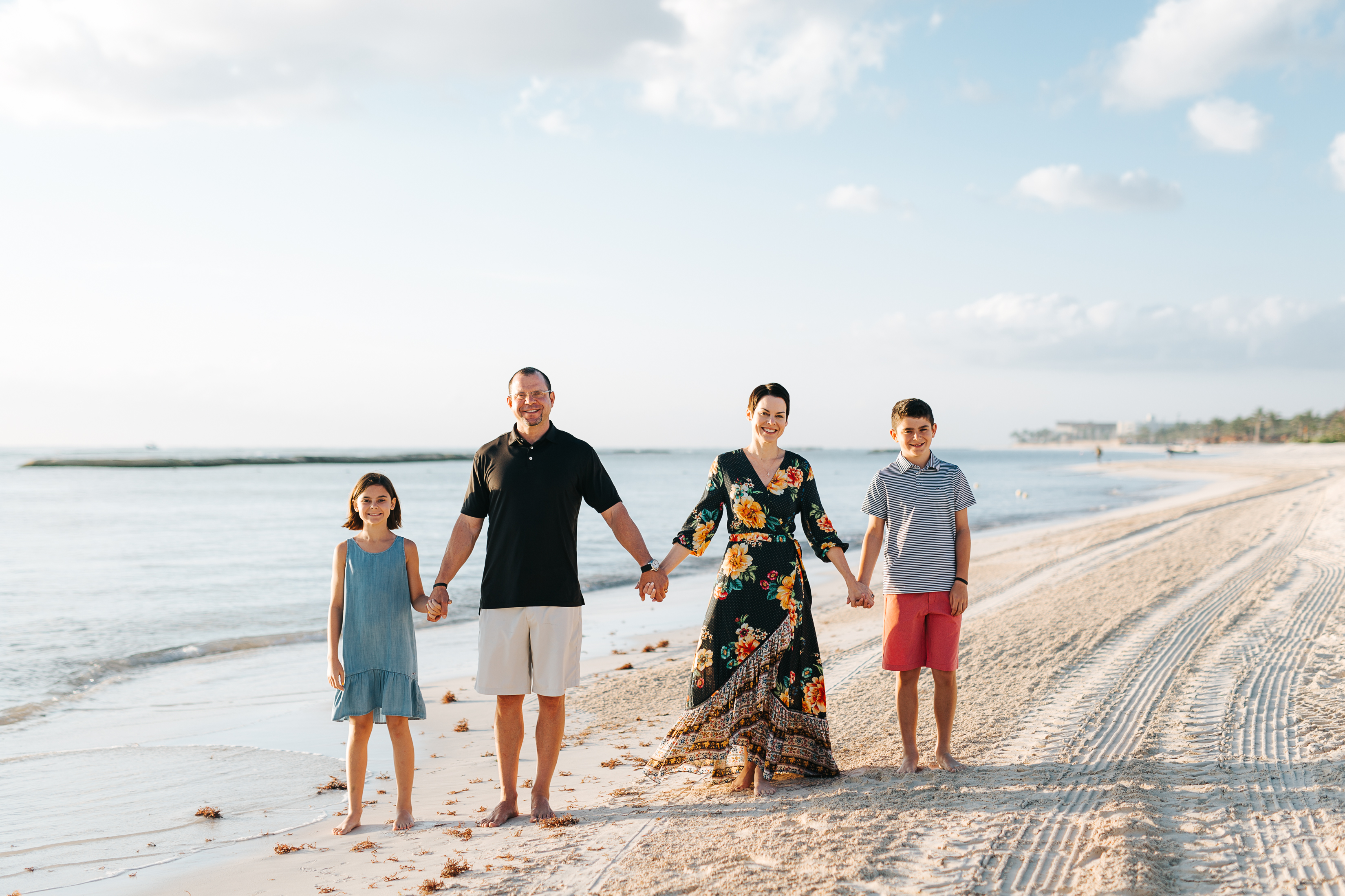 Family on the beach in Cancun Mexico