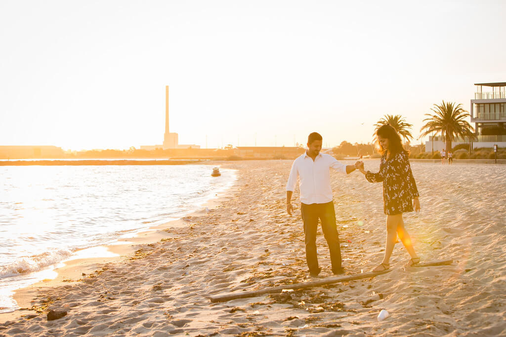 Couple on the beach in Melbourne Australia
