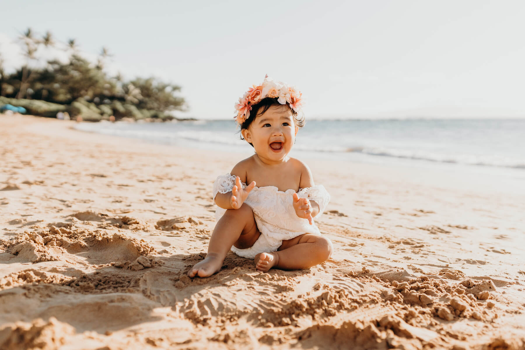 Baby girl on the beach in Maui Hawaii USA