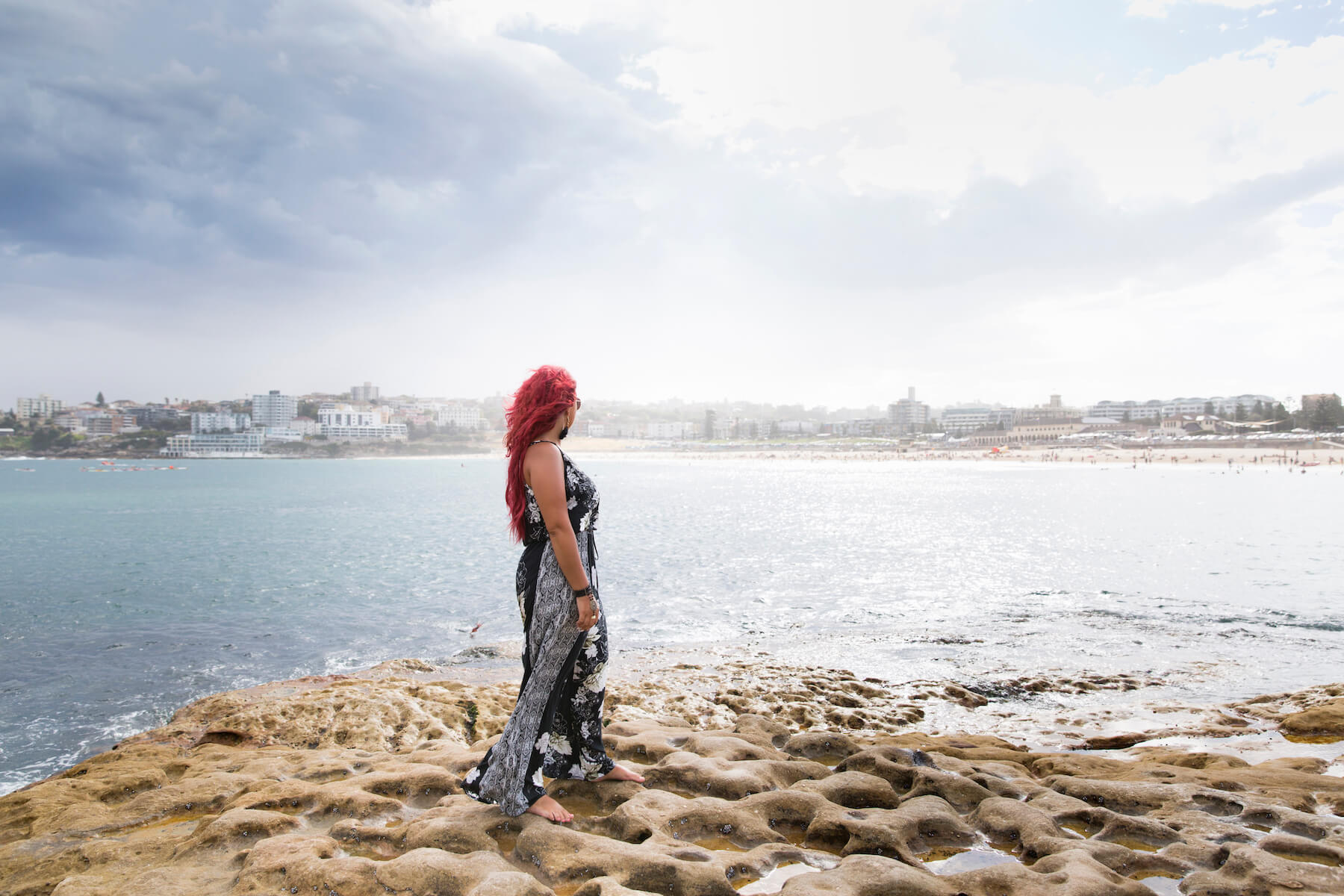 Woman on Bondi Beach in Sydney Australia
