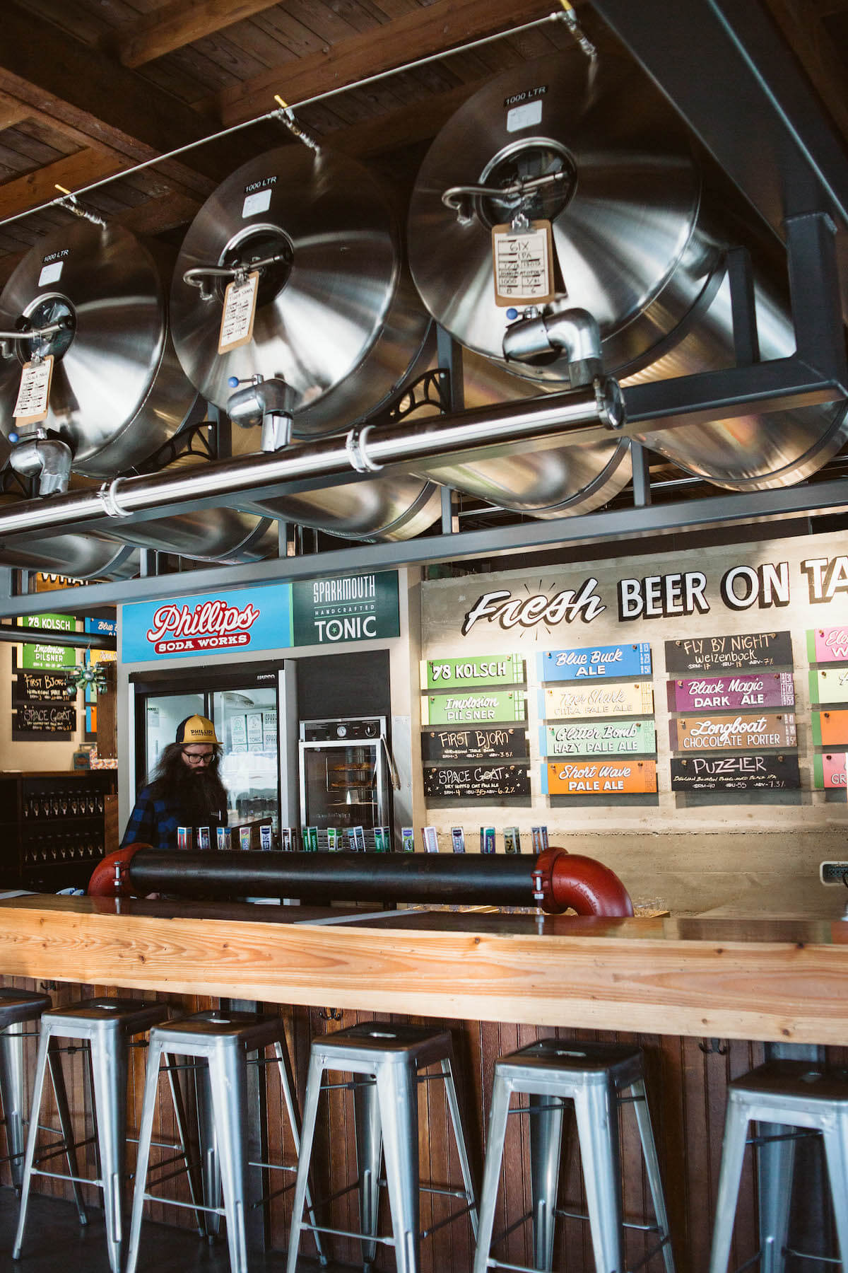 Bartender at Phillips Brewery in Victoria British Columbia Canada