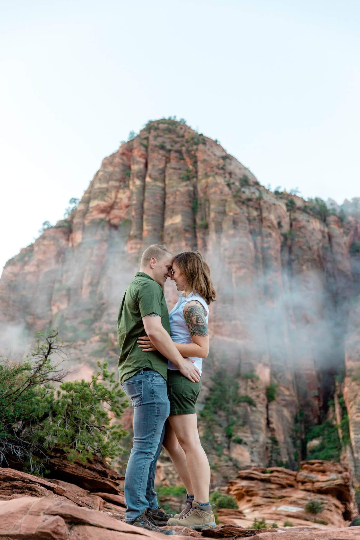 Couple in Zion National Park in Utah United States 