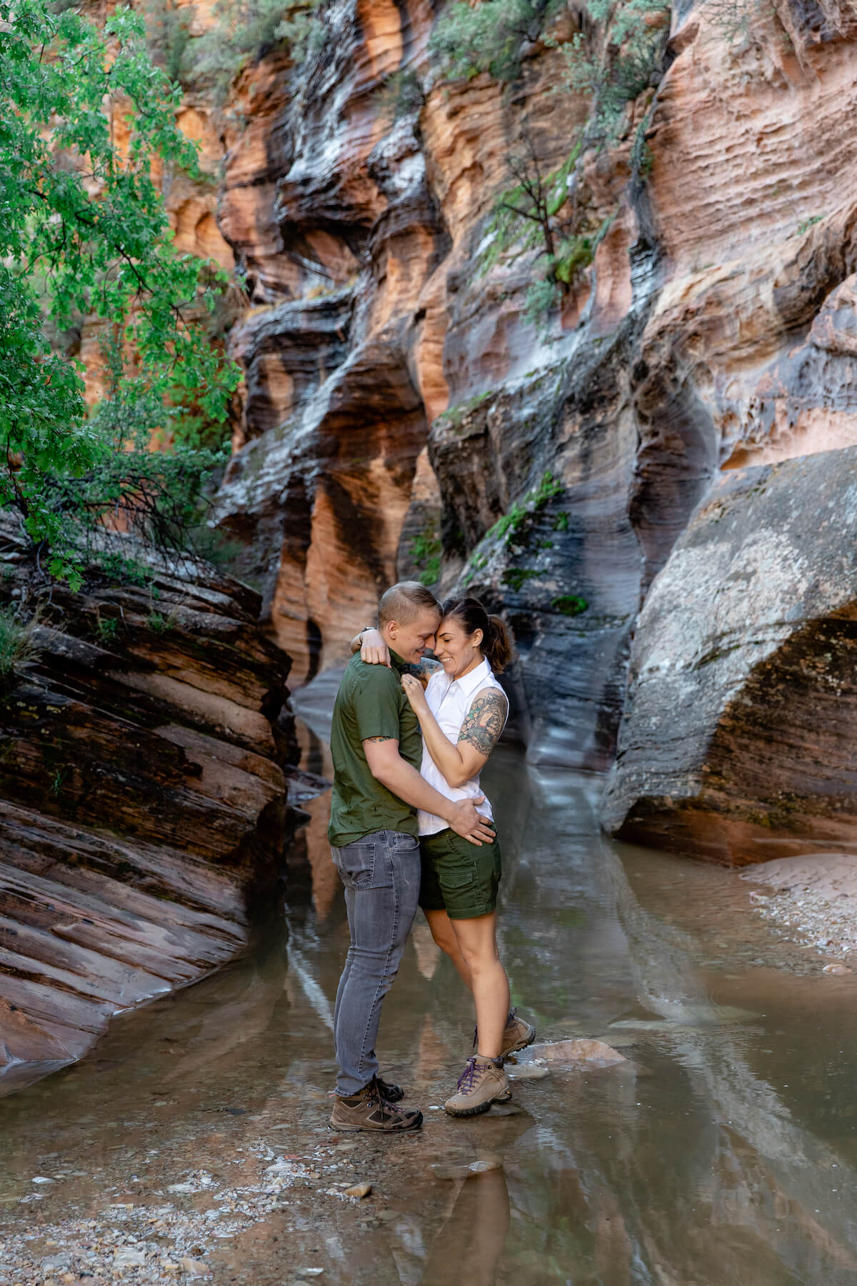 Couple in Zion National Park in Utah United States 
