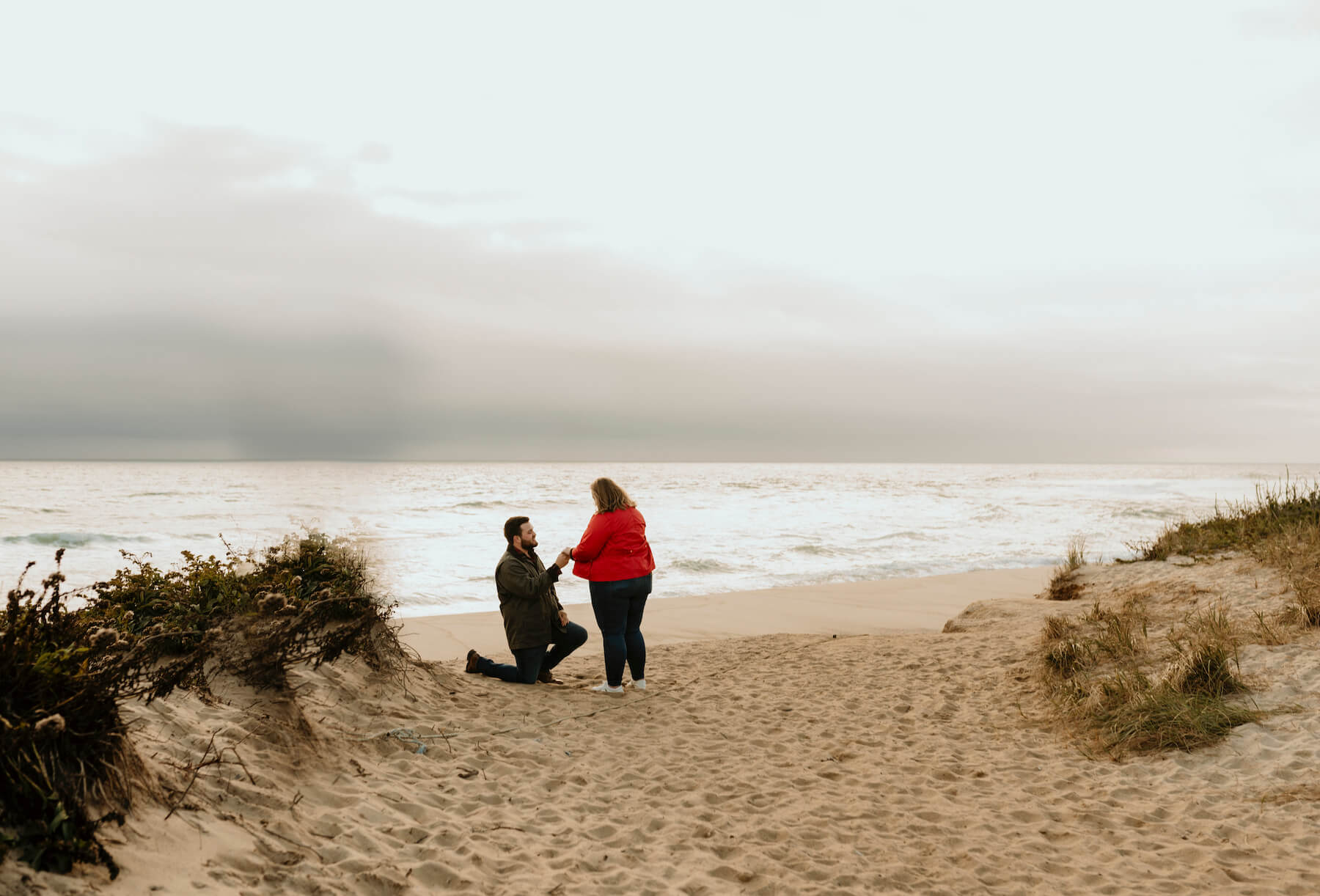 Marriage proposal on the beach in Nantucket