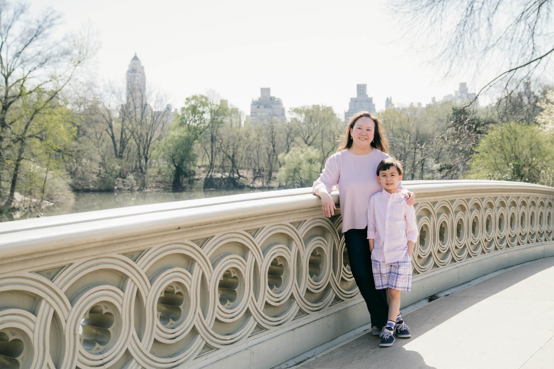 A mother and son in NYC capturing New York City family photos with Flytographer.