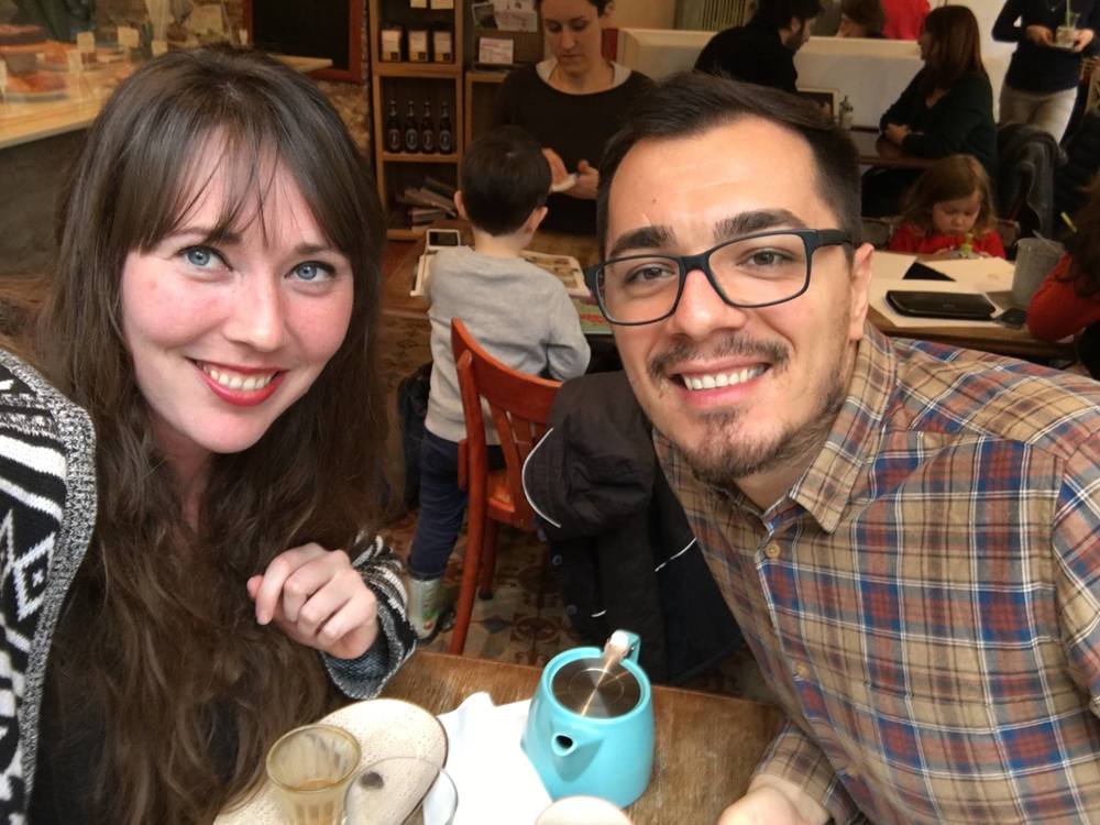   Krystal  and  Ciprian  get together over a cup of tea in Paris. 